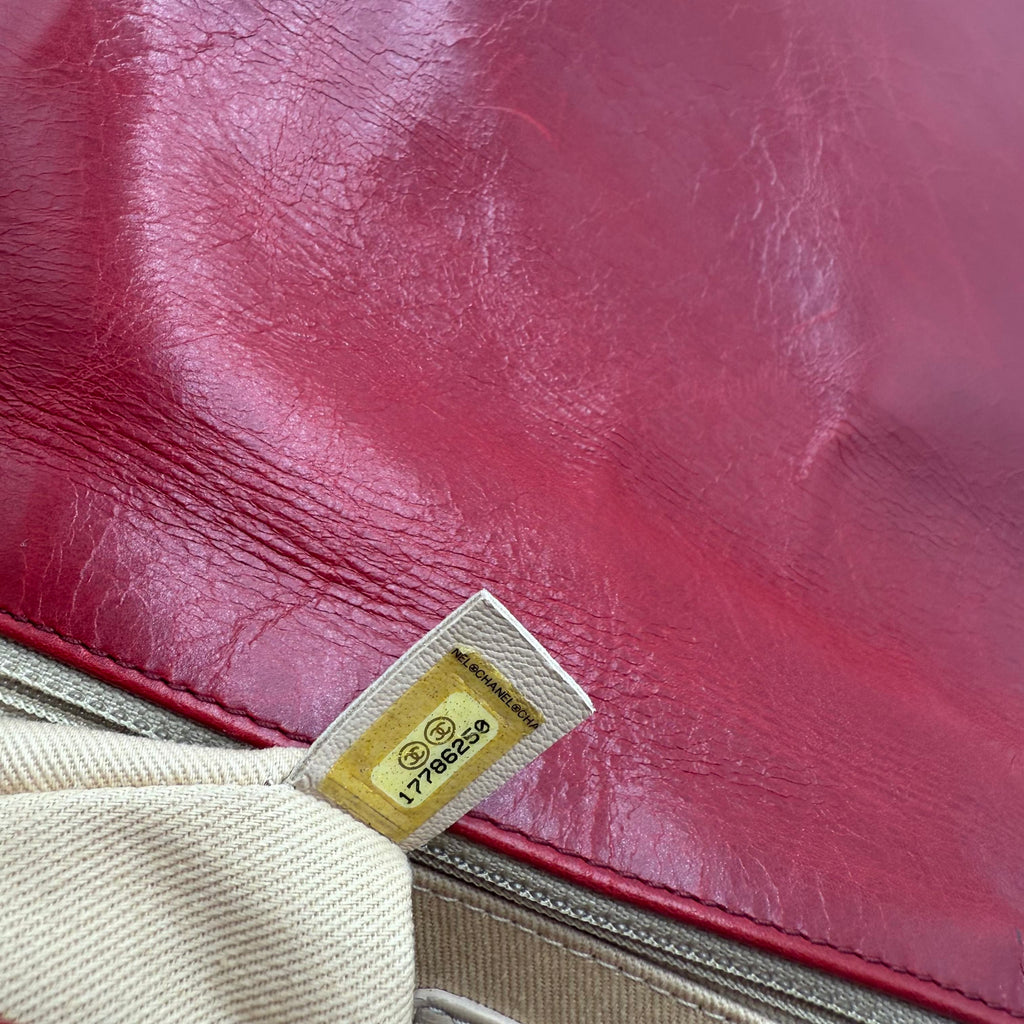 Pre-owned CHANEL Red Leather Quilted Boy Flap Bag Large
