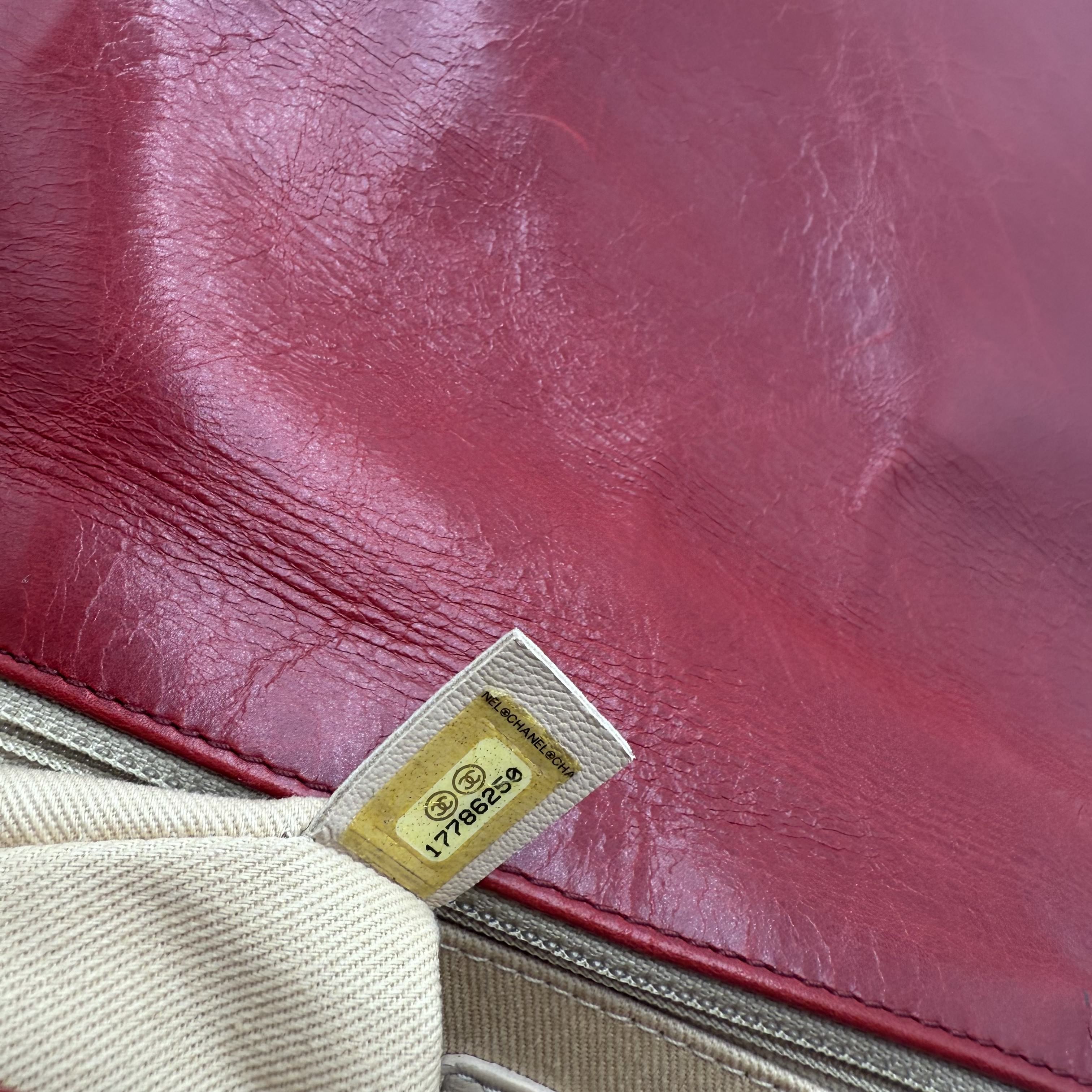 Pre-owned CHANEL Red Leather Quilted Boy Flap Bag Large
