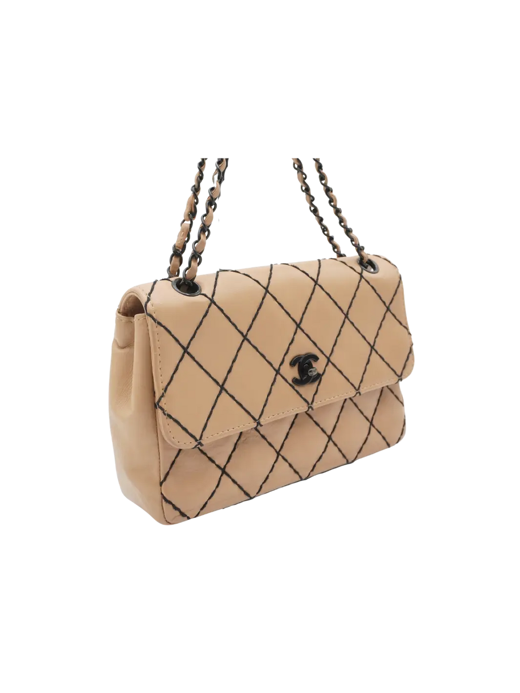 CHANEL Beige Leather Wild Stitch Shoulder Bag - BAGPHIC