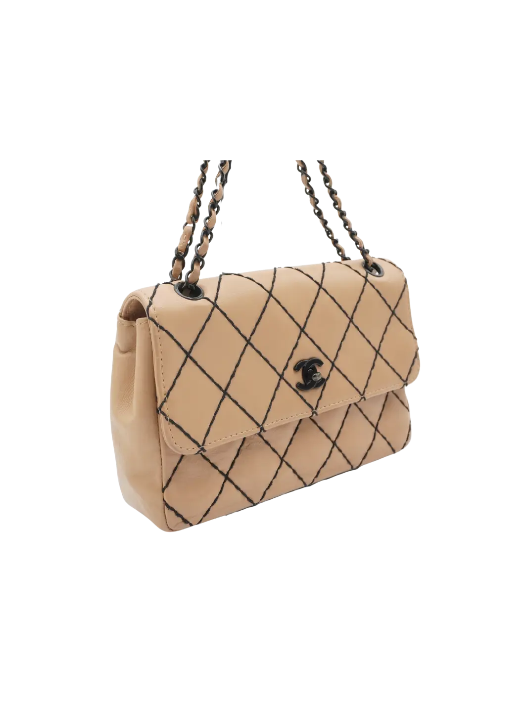 CHANEL Beige Leather Wild Stitch Shoulder Bag - BAGPHIC